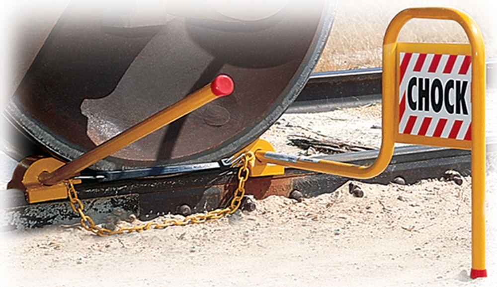 C Type Double Steel Chock with Flag Exposed Rail Weight 16 lbs.